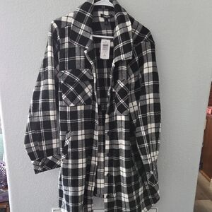 Plaid Black and White Button Up Women's Jacket